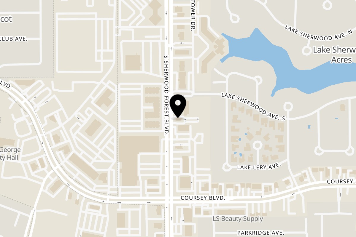 Map showing the location of Starbox Falafel on 4353 S Sherwood Forest Blvd in Baton Rouge